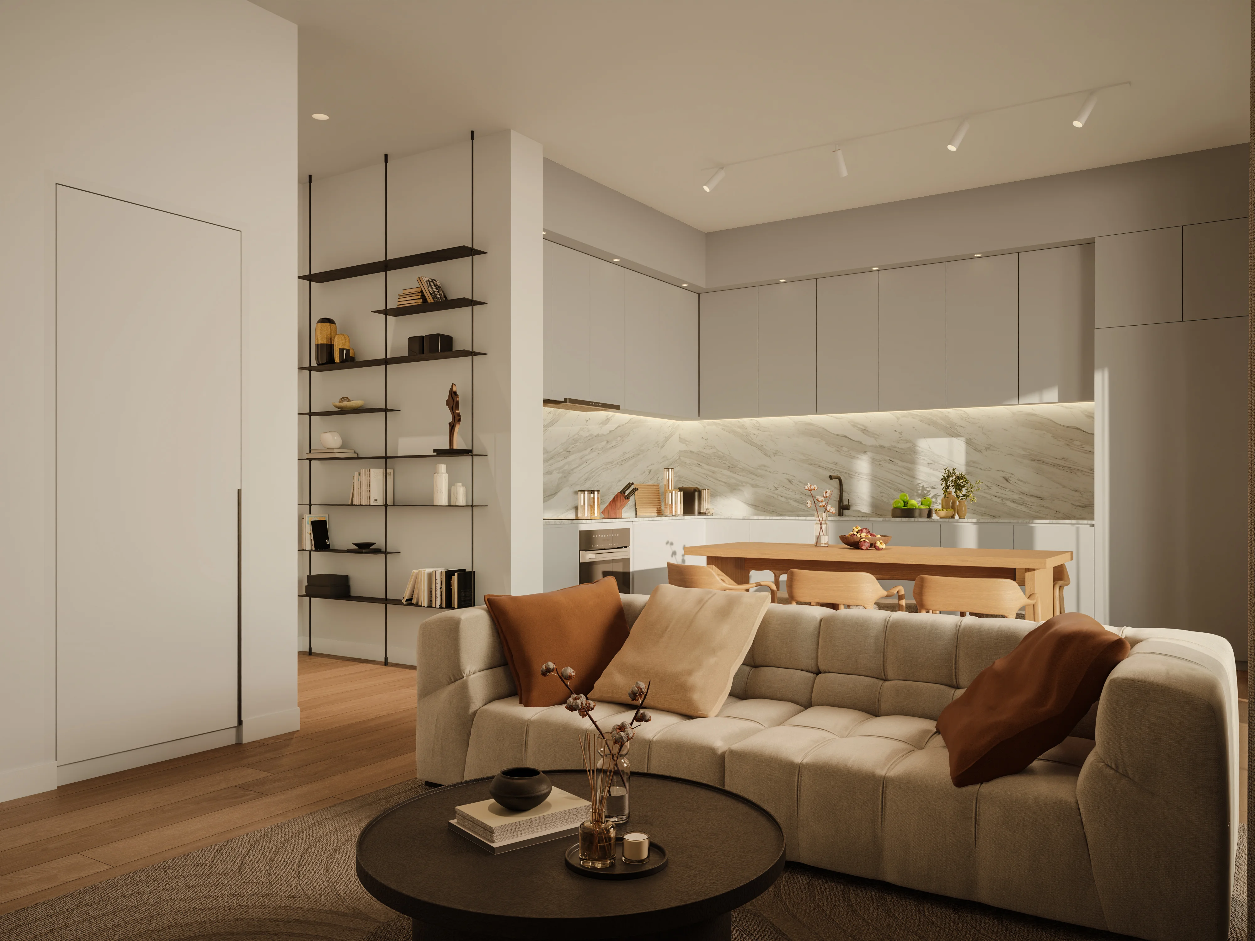 Open-plan kitchen and living area