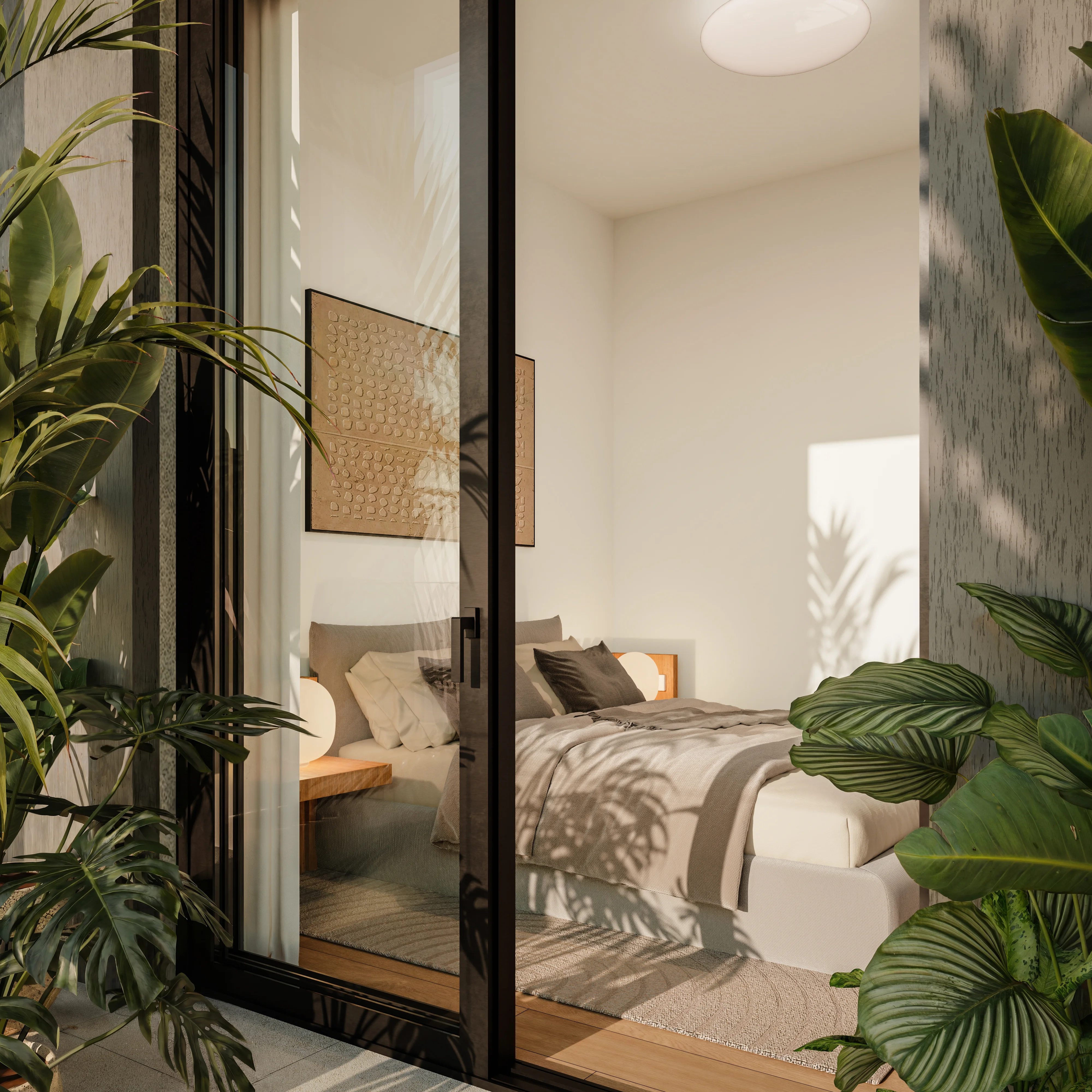 Bedroom seen from private veranda