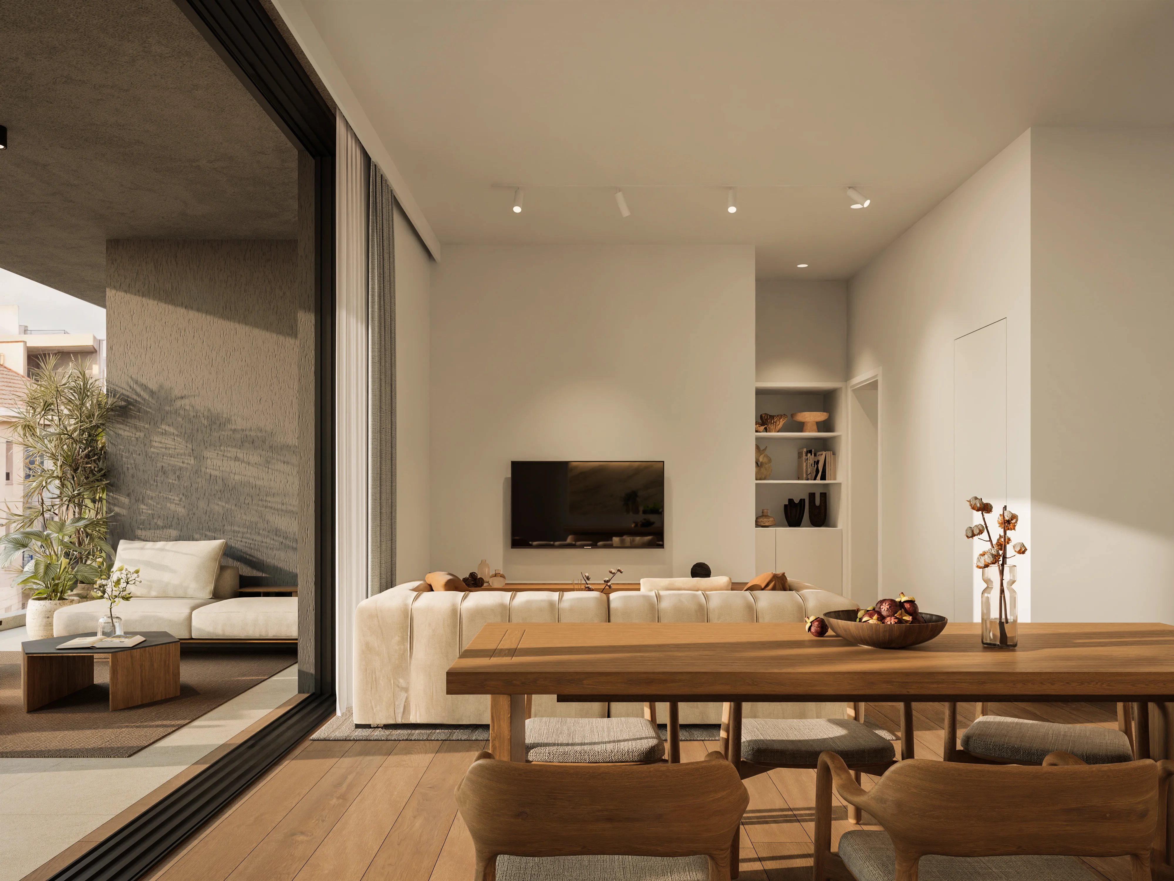 Living room with media wall